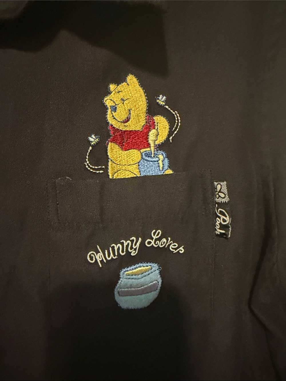 Disney Vintage 90s Black Button-Down Shirt with Winnie the Pooh Embroidery - Picture 4 of 6